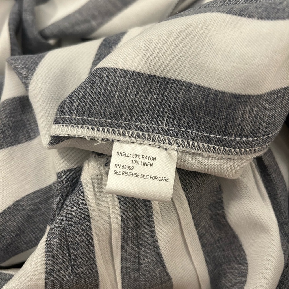 NWOT Gianni Bini linen blend navy and white sundress with braided belt - Picture 8 of 9